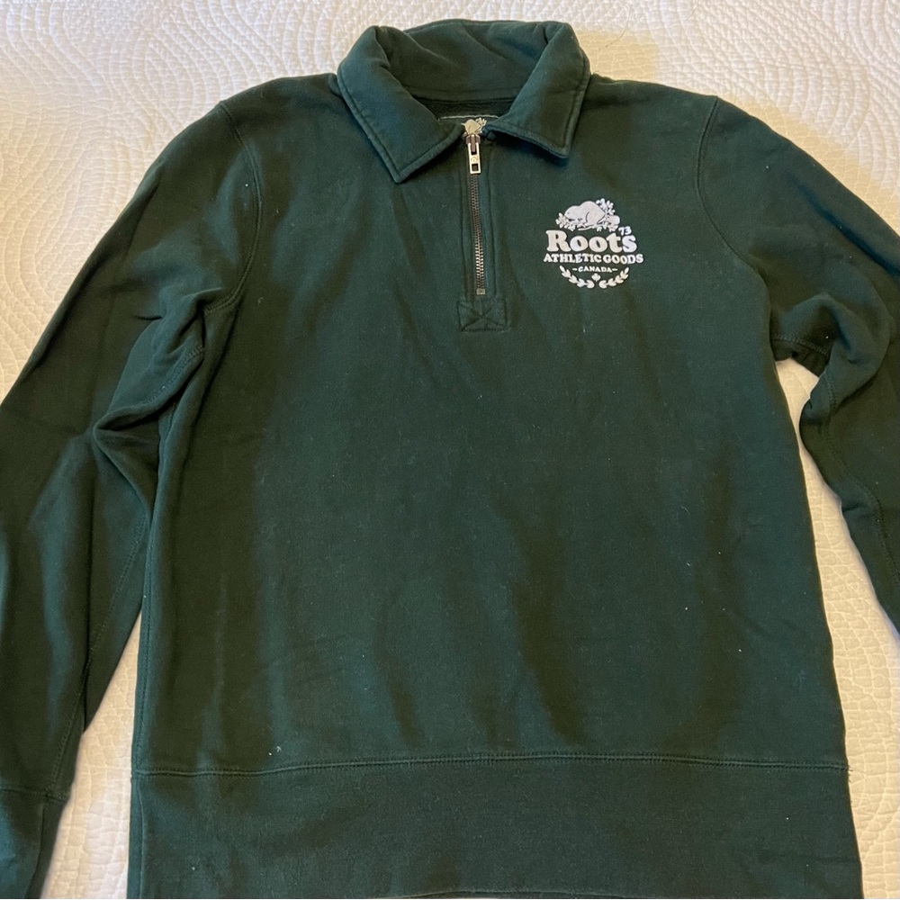 Roots Forest Green Quarter Zip Sweater